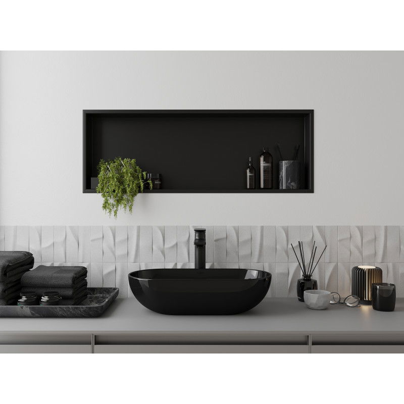 Mexen X-Wall-R nástěnná polička s límcem 90 x 30 cm, černá - 1970903010