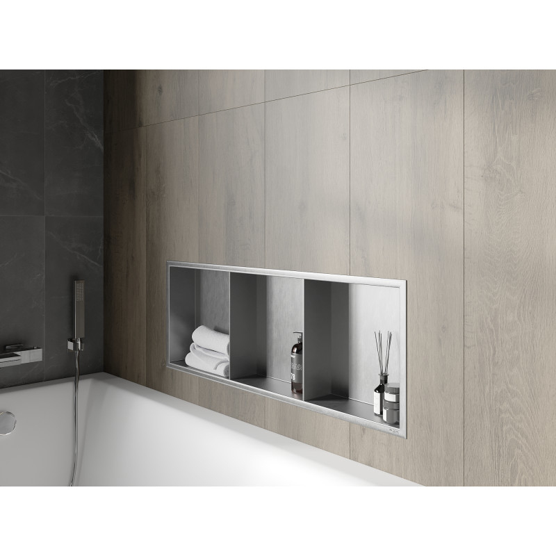 Mexen X-Wall-R nástěnná police s límcem a poličkou 90 x 30 cm, inox - 1910903010S