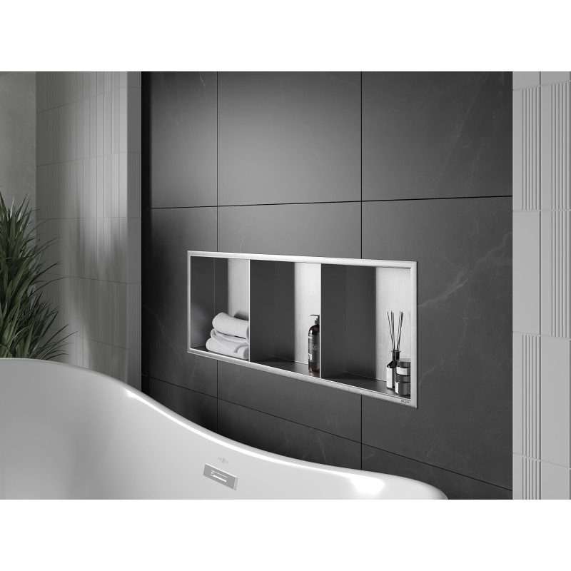 Mexen X-Wall-R nástěnná police s límcem a poličkou 90 x 30 cm, inox - 1910903010S