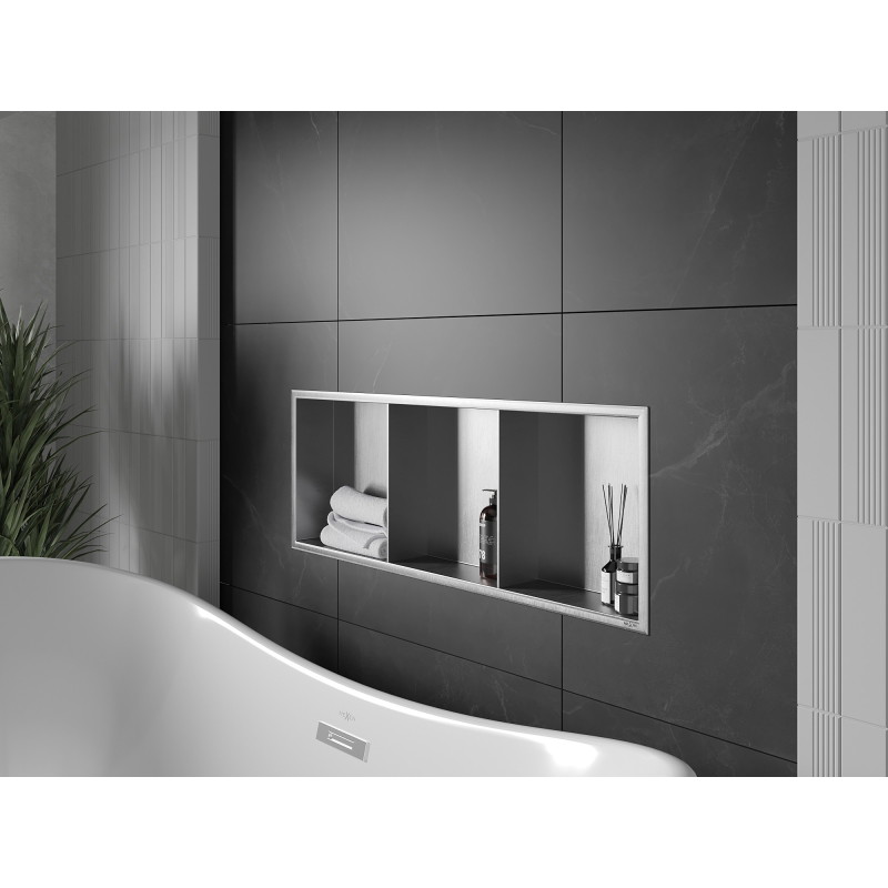 Mexen X-Wall-R nástěnná polička s límcem a policí 90 x 30 cm, inox - 1910903010S