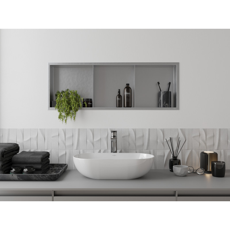 Mexen X-Wall-R nástěnná police s límcem a poličkou 90 x 30 cm, inox - 1910903010S