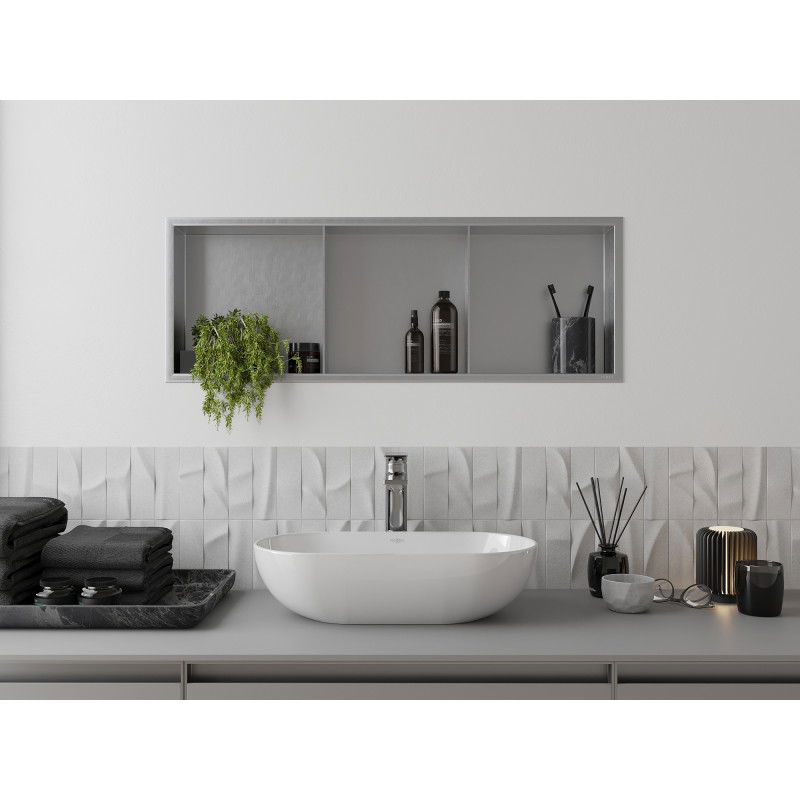 Mexen X-Wall-R výklenková police s límcem a policí 90 x 30 cm, inox - 1910903010S