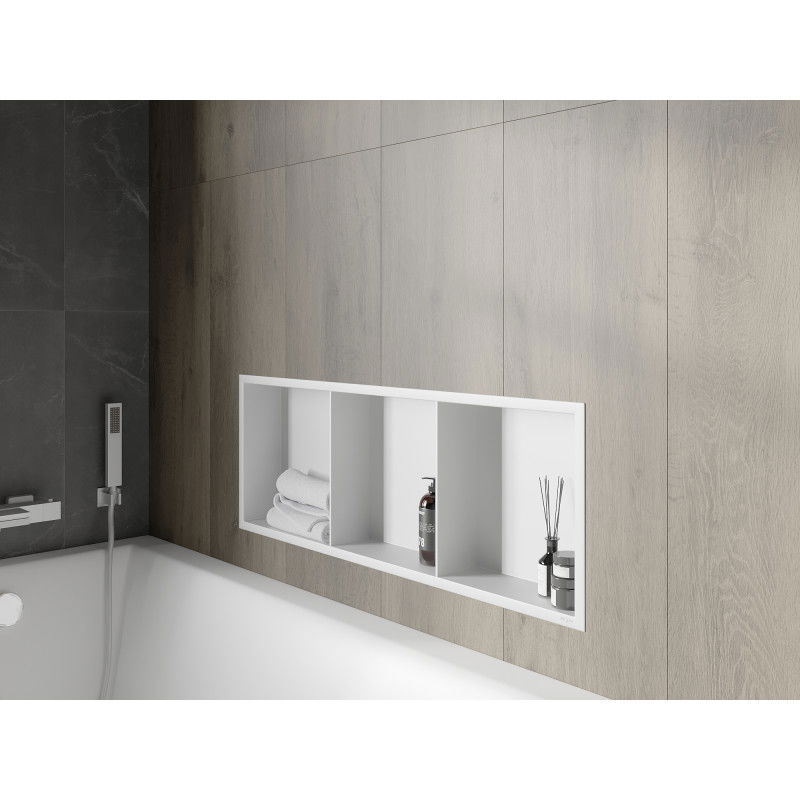 Mexen X-Wall-R zapuštěná police s límcem a policí 90 x 30 cm, bílá - 1920903010S