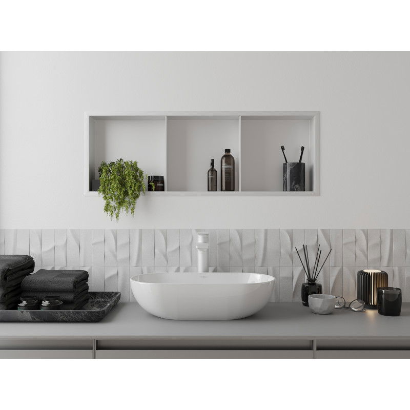 Mexen X-Wall-R zapuštěná police s límcem a policí 90 x 30 cm, bílá - 1920903010S