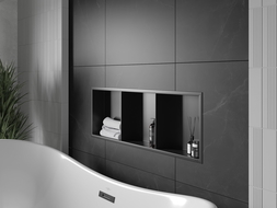 Mexen X-Wall-R výklenková police s límcem a poličkou 90 x 30 cm, černá - 1970903010S