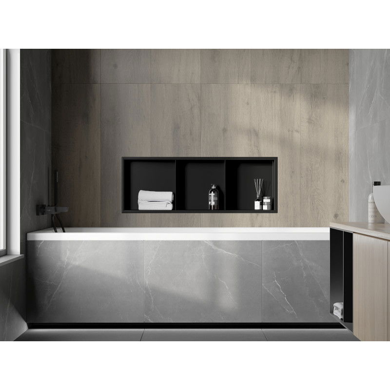 Mexen X-Wall-R výklenková police s límcem a poličkou 90 x 30 cm, černá - 1970903010S