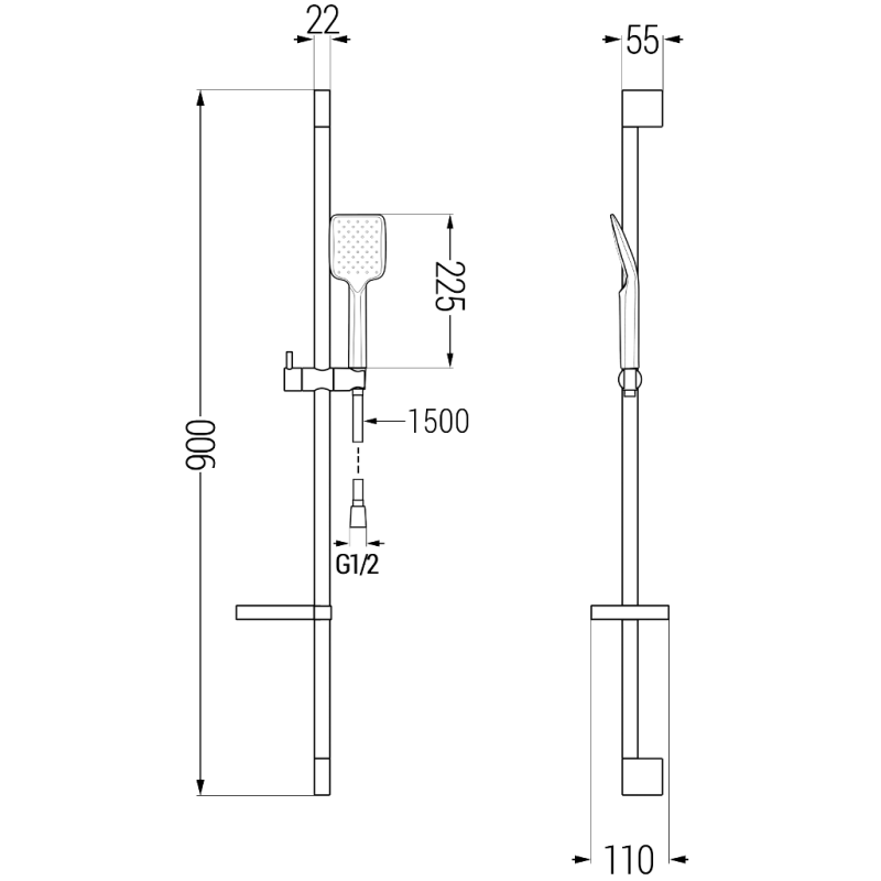 Mexen DS62 sada sprchová posuvná, černá - 785624583-70