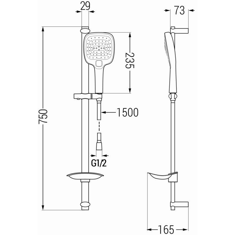 Mexen DB17 posuvná sprchová souprava, chrom - 785174584-00