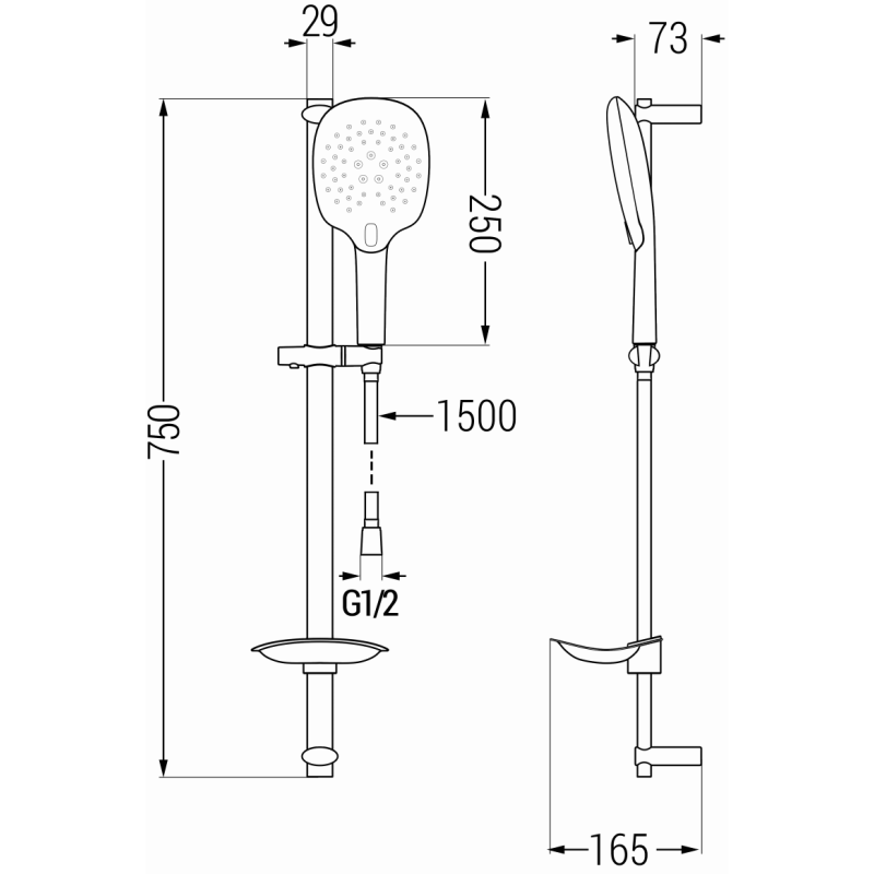 Mexen DB22 posuvná sprchová souprava, chrom - 785224584-00