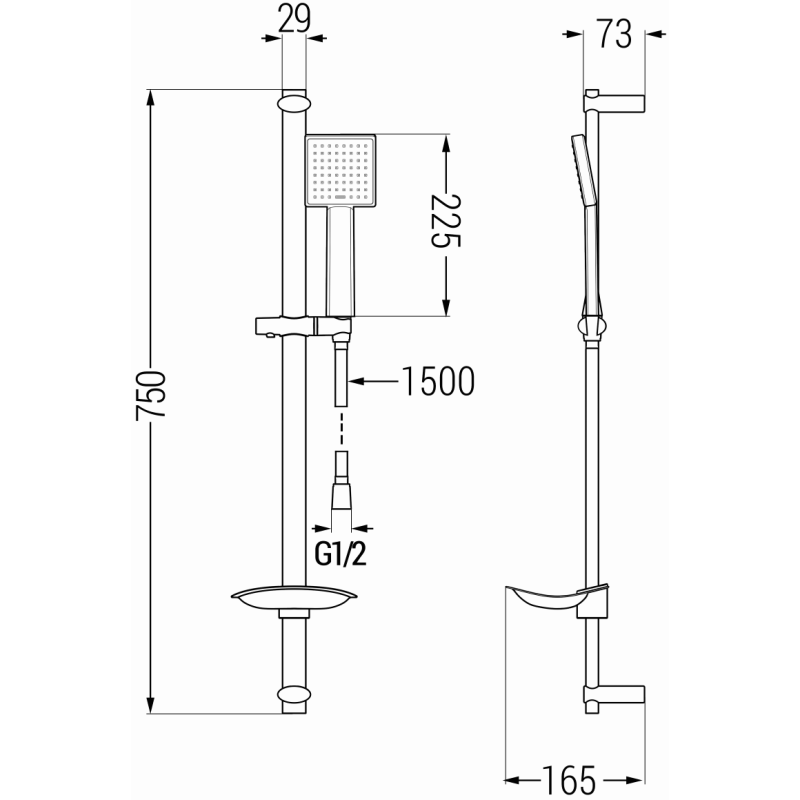 Mexen DB45 posuvná sprchová sada, chrom - 785454584-00