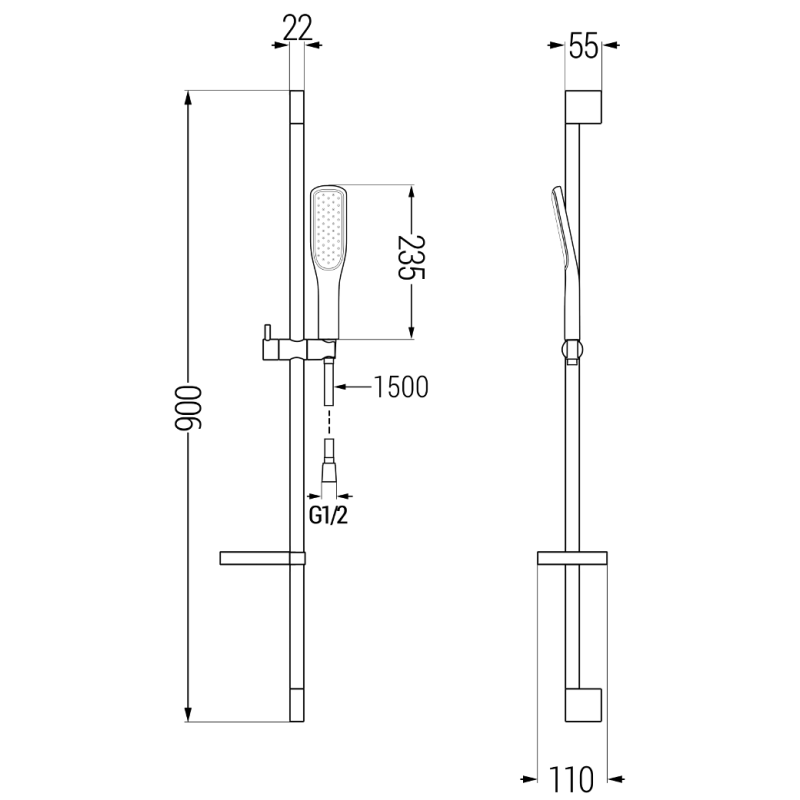 Mexen DS49 sprchová sestava s posuvným držákem, černá/zlatá - 785494583-57