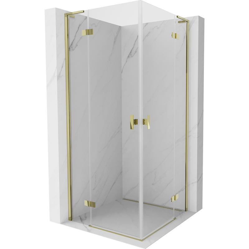 Mexen Mist-H L Duo sprchová kabina otevíratelná 70 x 70 cm, transparentní, zlatá - 8A5L-070L-070P-50-00
