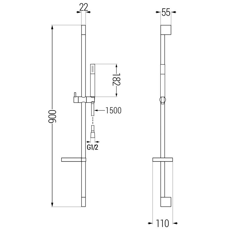 Mexen DS70 posuvný sprchový set, černý - 785704583-70