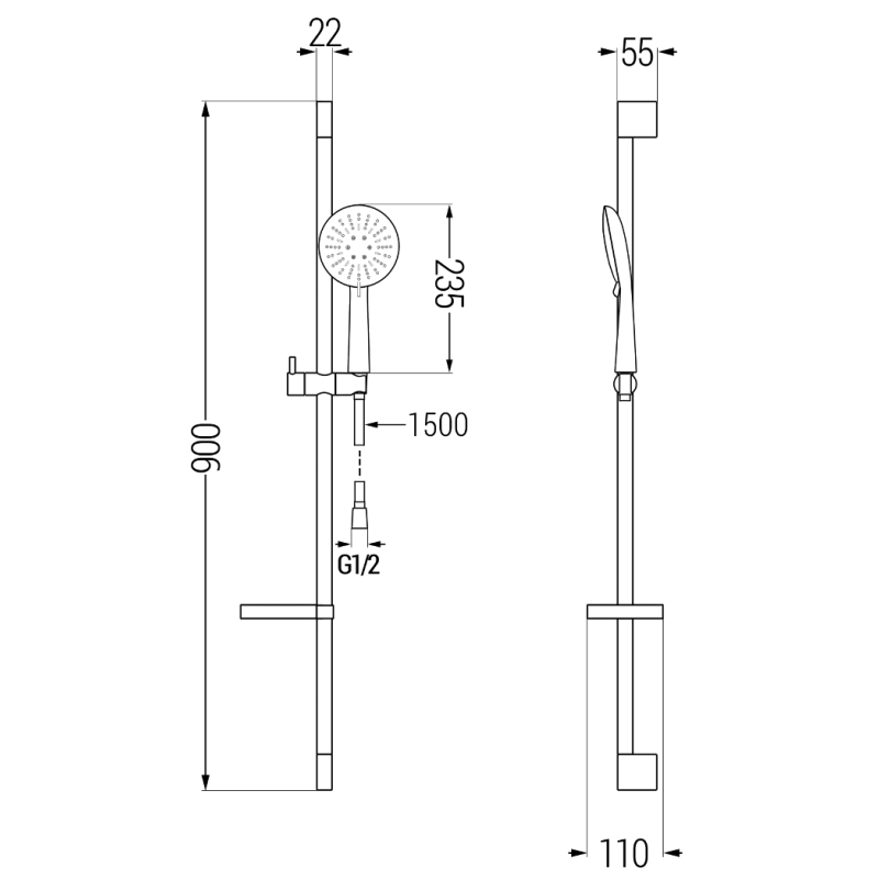Mexen DS67 sada posuvné sprchy, černá - 785674583-70