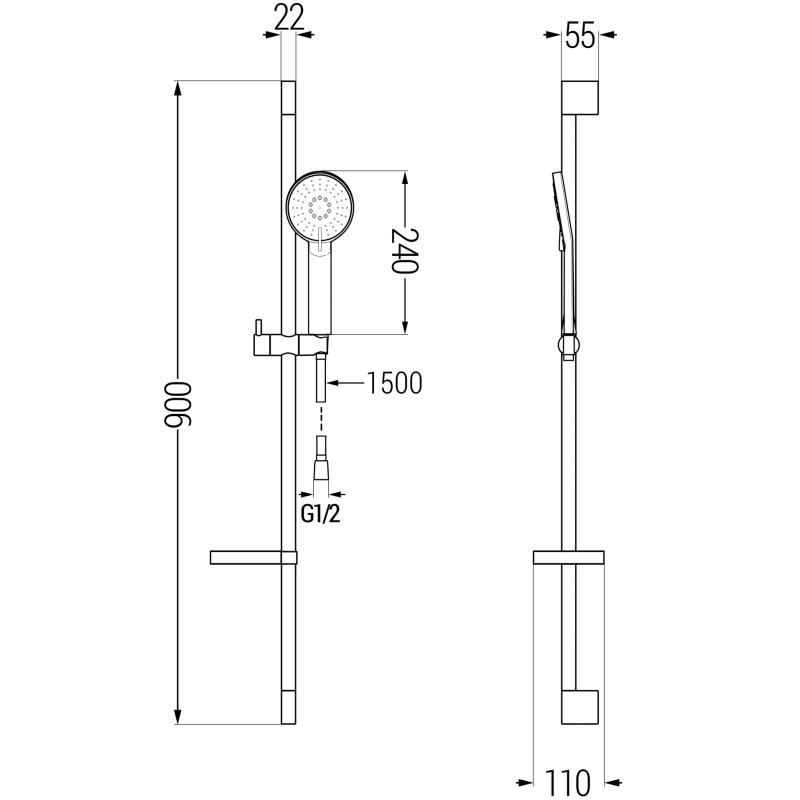 Mexen DS40 sprchová sada posuvná, chrom - 785404583-00