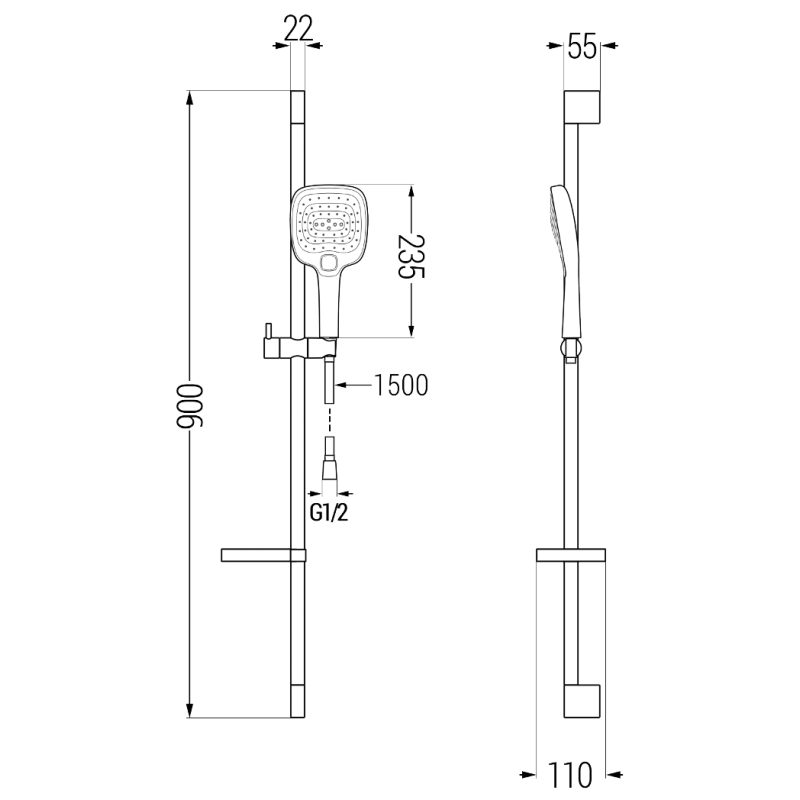Mexen DS17 sada sprch pole suwny, černý - 785174583-70