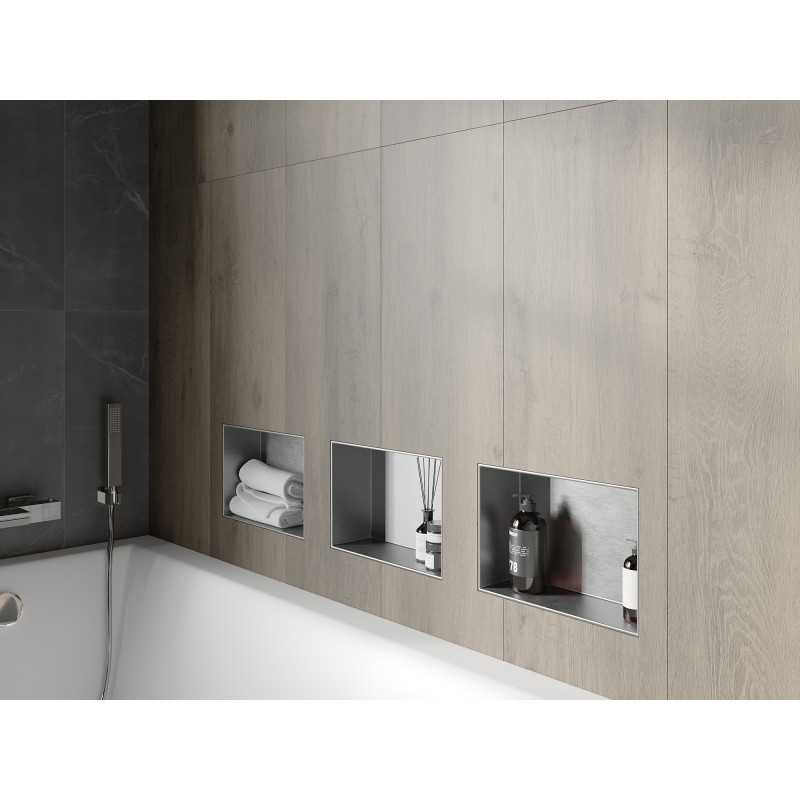 Mexen X-Wall-NR nástěnná polička bez límce 30 x 20 cm, inox - 1911302010