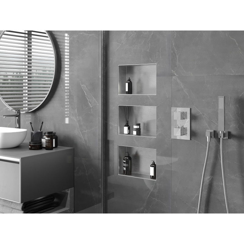 Mexen X-Wall-NR nástěnná polička bez lemu 30 x 20 cm, inox - 1911302010