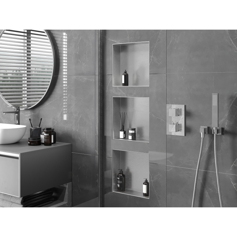 Mexen X-Wall-NR nástěnná police bez límce 30 x 30 cm, inox - 1911303010