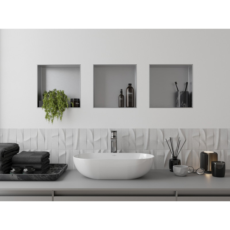 Mexen X-Wall-NR nástěnná polička bez lemu 30 x 30 cm, inox - 1911303010