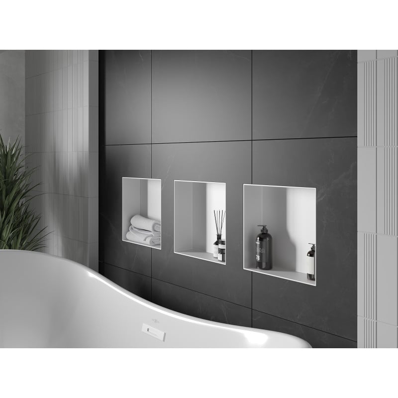 Mexen X-Wall-NR vestavěná polička bez lemu 30 x 30 cm, bílá - 1921303010