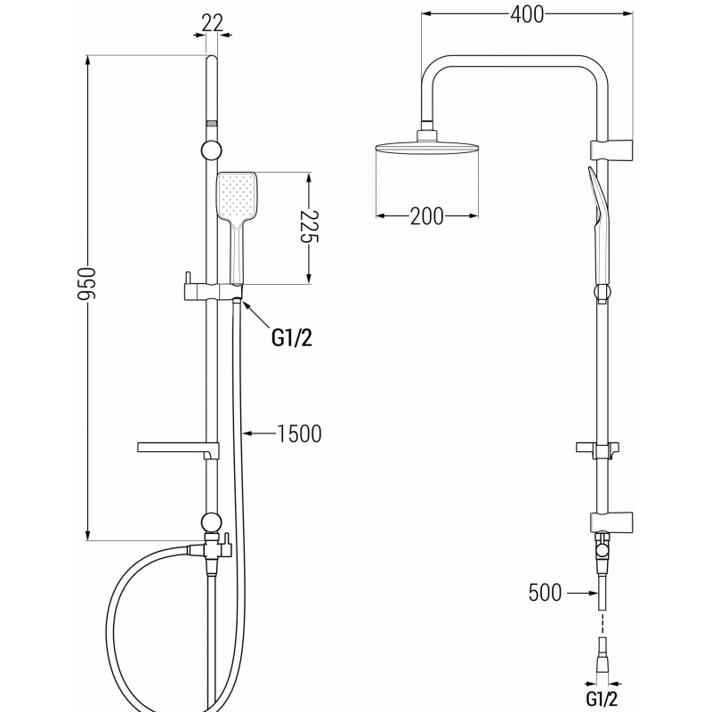 Mexen X62 sprchový sloup, grafit - 798626291-66
