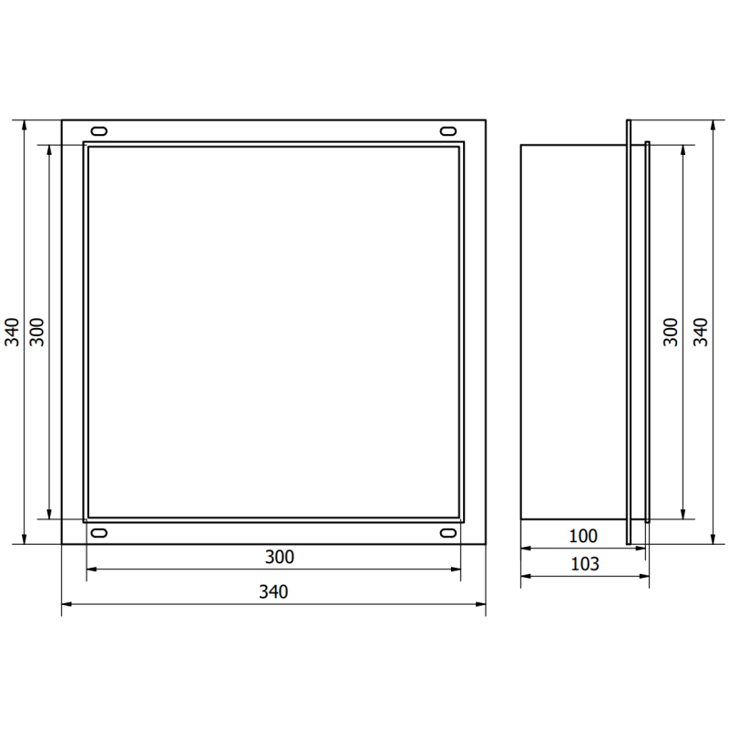 Mexen X-Wall-NR nástěnná police bez lemu 30 x 30 cm, zlatá kartáčovaná - 1951303010