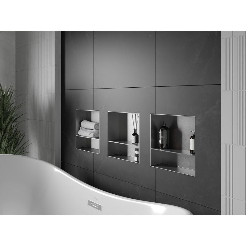 Mexen X-Wall-NR vestavná police bez límce s poličkou 30 x 30 cm, nerez - 1911303010S