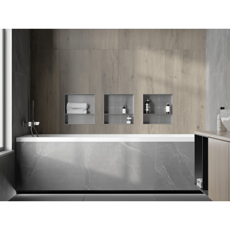 Mexen X-Wall-NR nástěnná police bez lemu s policí 30 x 30 cm, inox - 1911303010S