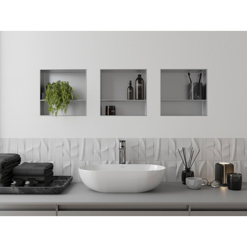 Mexen X-Wall-NR vestavná police bez límce s poličkou 30 x 30 cm, nerez - 1911303010S