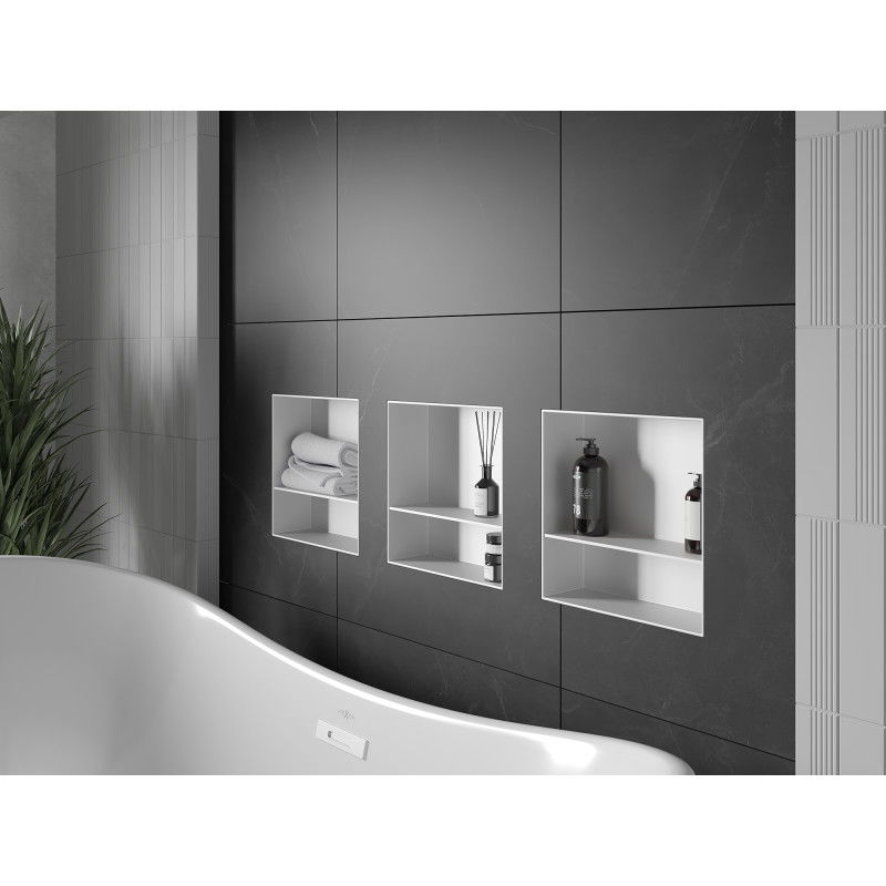 Mexen X-Wall-NR nástěnná police bez okraje s poličkou 30 x 30 cm, bílá - 1921303010S