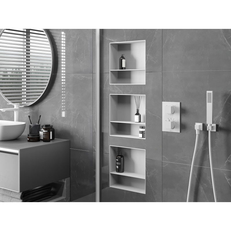 Mexen X-Wall-NR nástěnná police bez okraje s poličkou 30 x 30 cm, bílá - 1921303010S