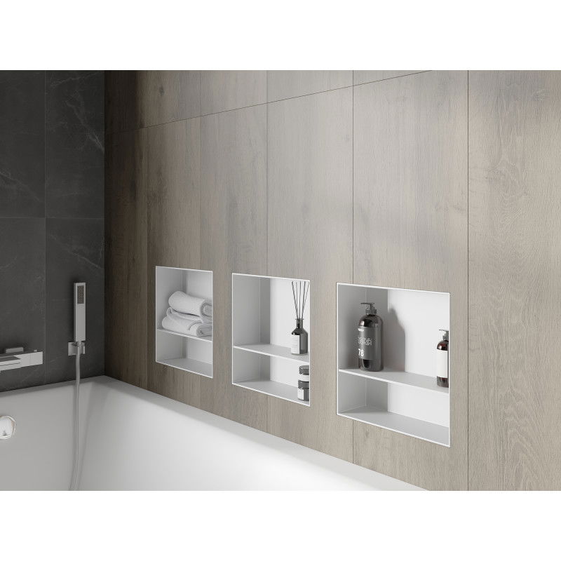 Mexen X-Wall-NR nástěnná police bez okraje s poličkou 30 x 30 cm, bílá - 1921303010S