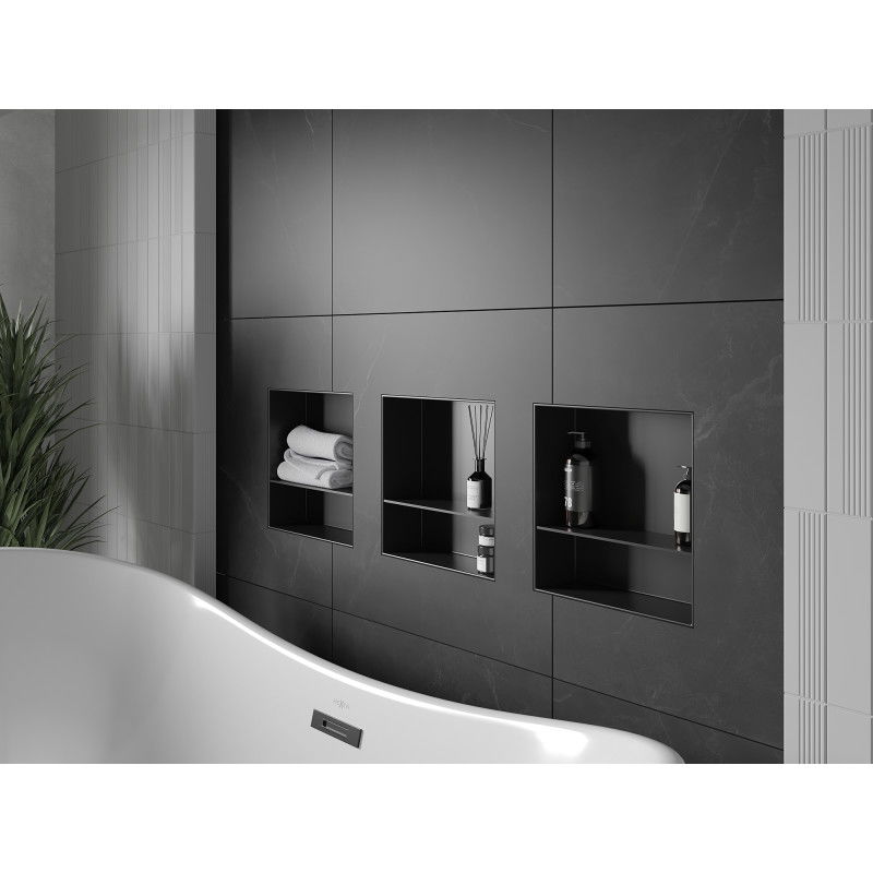 Mexen X-Wall-NR zapuštěná police bez obruby s policí 30 x 30 cm, černá - 1971303010S