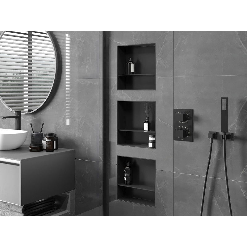 Mexen X-Wall-NR zapuštěná police bez obruby s policí 30 x 30 cm, černá - 1971303010S