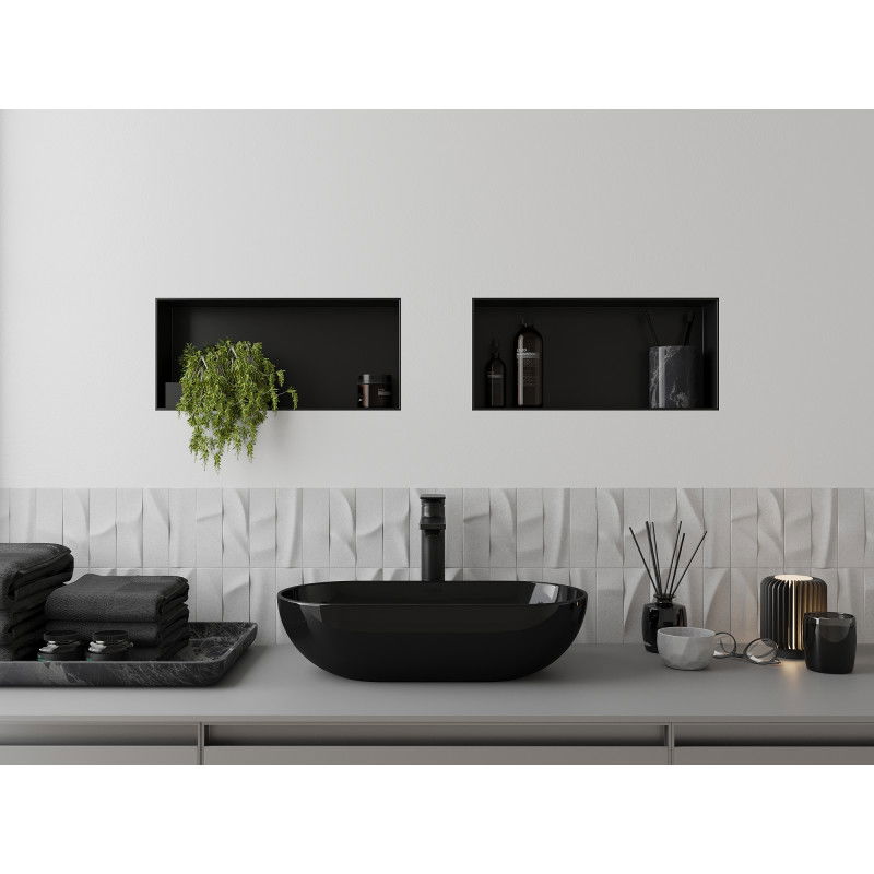 Mexen X-Wall-NR výklenková police bez lemování 45 x 20 cm, černá - 1971452010