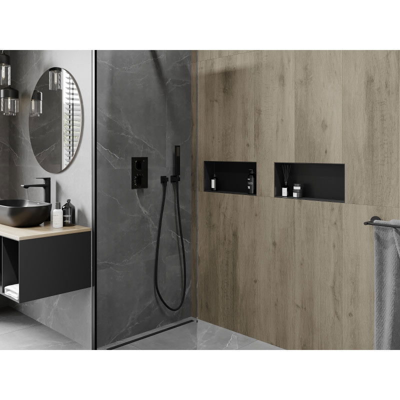 Mexen X-Wall-NR výklenková police bez lemování 45 x 20 cm, černá - 1971452010