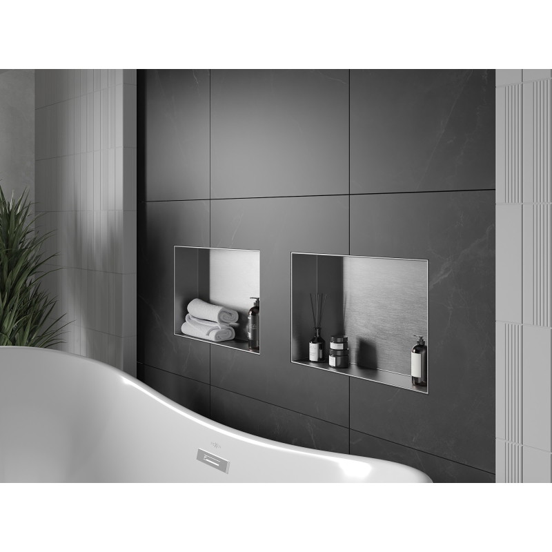 Mexen X-Wall-NR nástěnná police bez límce 45 x 30 cm, inox - 1911453010