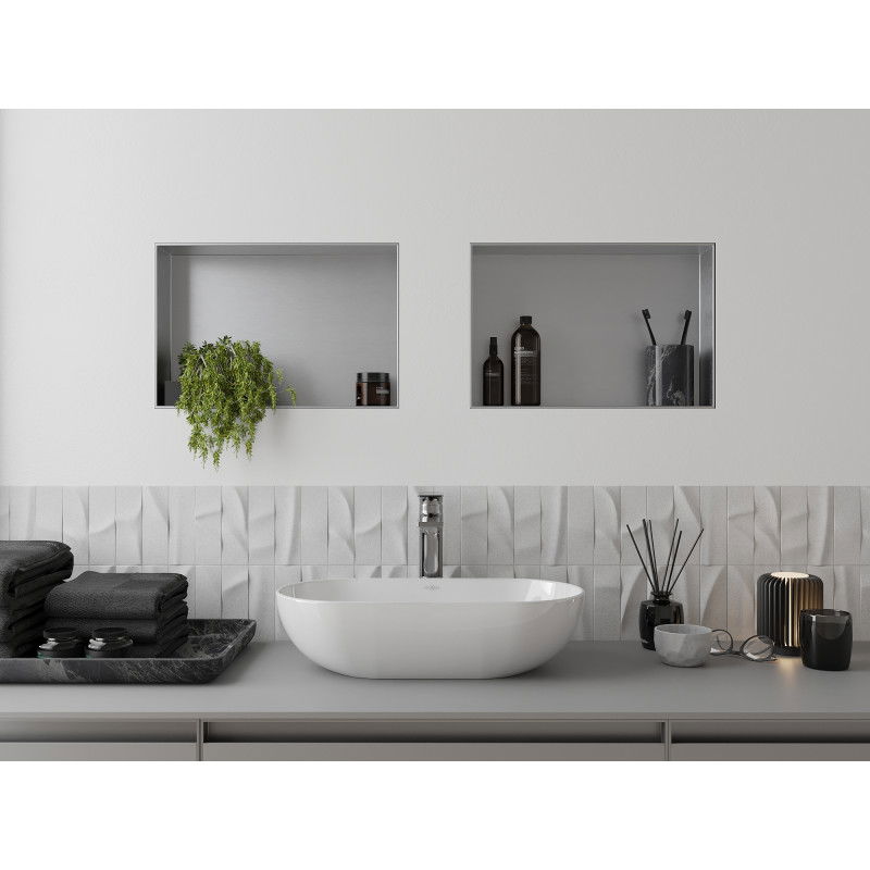 Mexen X-Wall-NR vestavná polička bez lemu 45 x 30 cm, inox - 1911453010