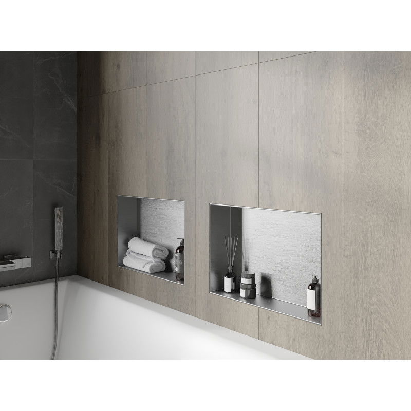 Mexen X-Wall-NR vestavná polička bez lemu 45 x 30 cm, inox - 1911453010