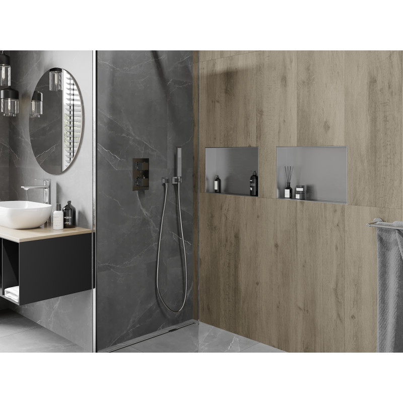 Mexen X-Wall-NR výklenková police bez límce 45 x 30 cm, inox - 1911453010