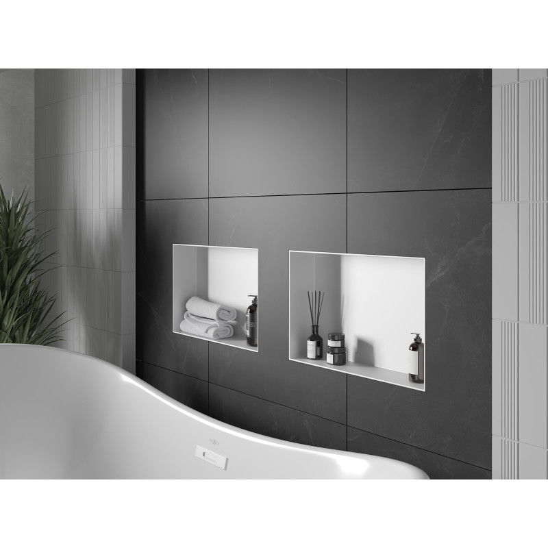 Mexen X-Wall-NR vestavná police bez lemu 45 x 30 cm, bílá - 1921453010