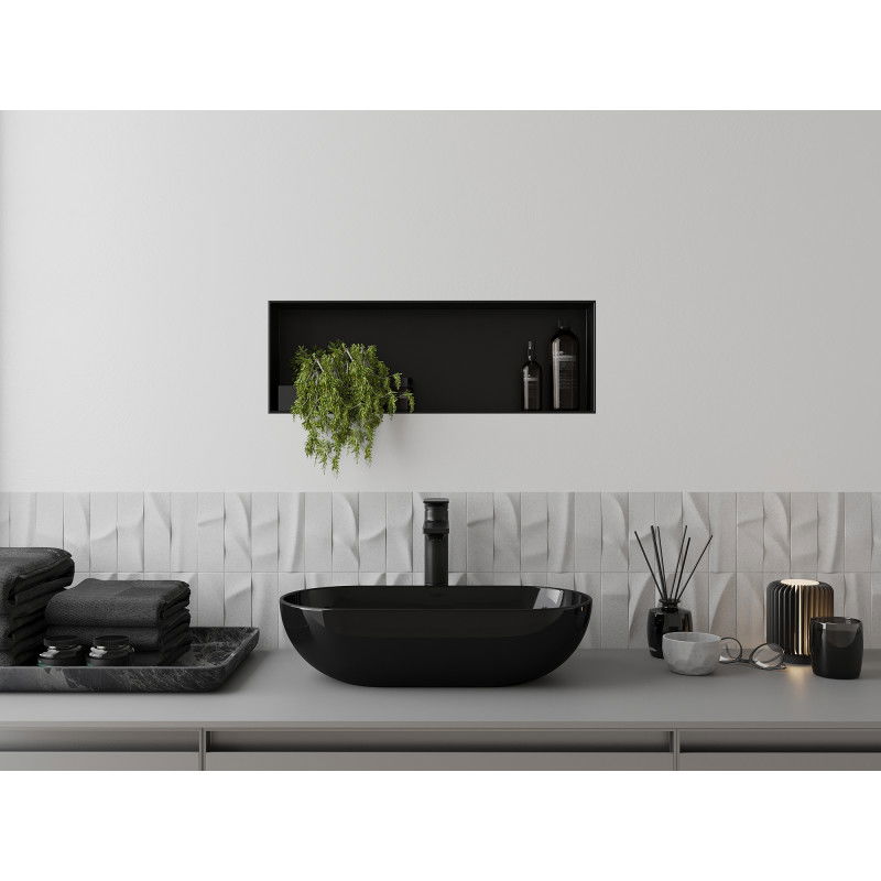 Mexen X-Wall-NR výklenková polička bez obruby 60 x 20 cm, černá - 1971602010