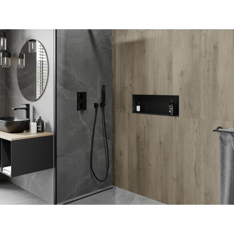 Mexen X-Wall-NR výklenková polička bez obruby 60 x 20 cm, černá - 1971602010