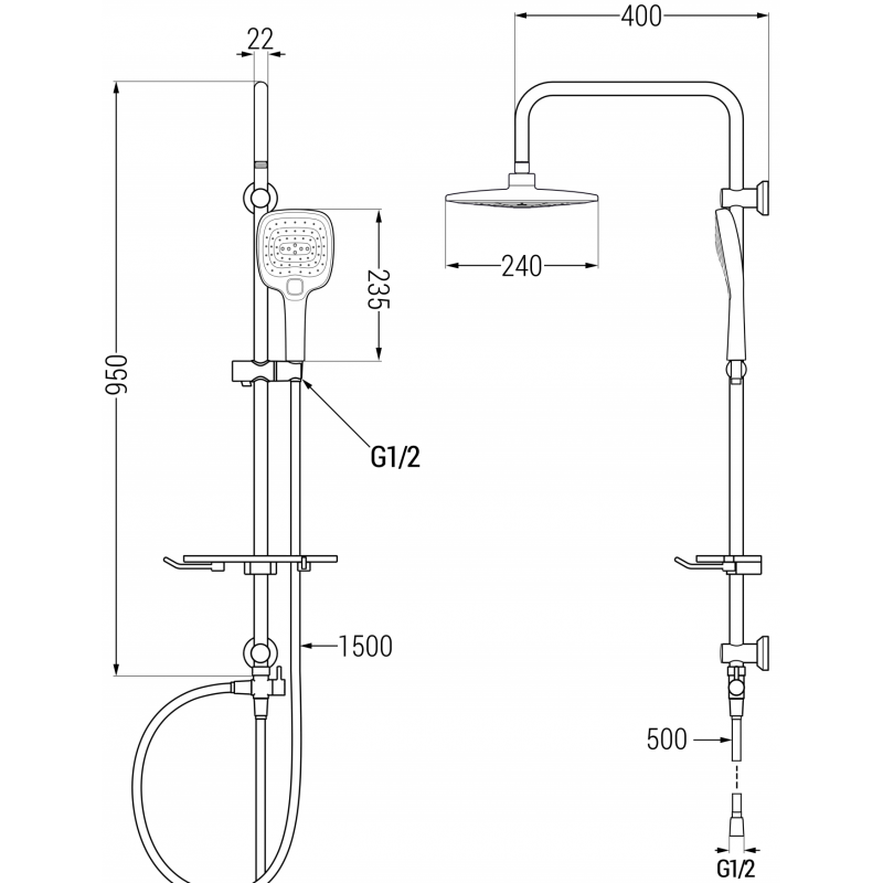 Mexen T17 sprchová kolona, chrom - 798171793-00