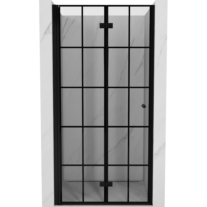 Mexen Mist-F skládací sprchové dveře levé 90 cm, černá mřížka, černé - 8A6-090-000-70-77-L