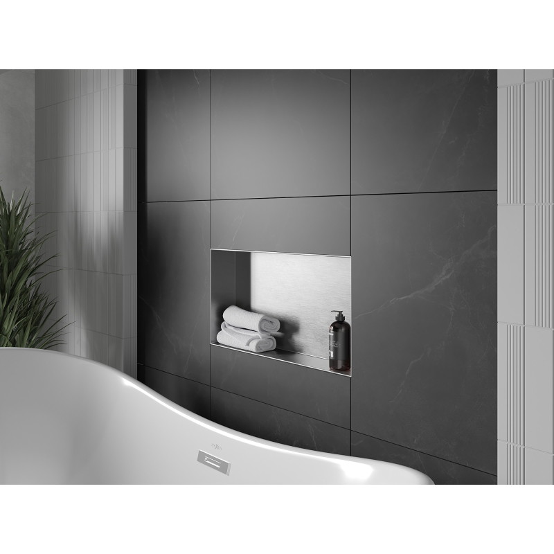 Mexen X-Wall-NR výklenková police bez lemu 60 x 30 cm, inox - 1911603010