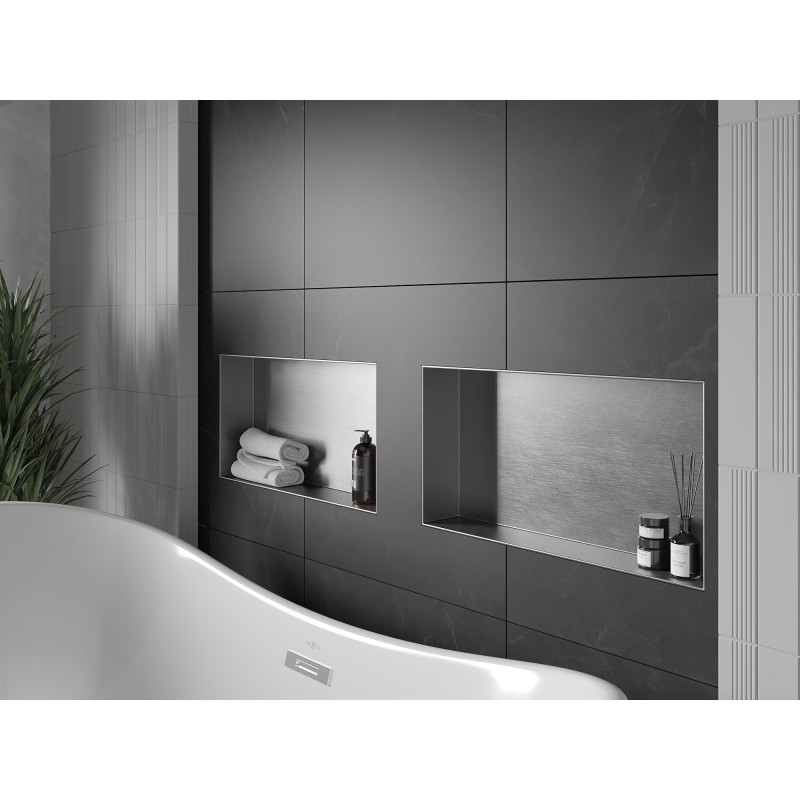 Mexen X-Wall-NR výklenková police bez lemu 60 x 30 cm, inox - 1911603010