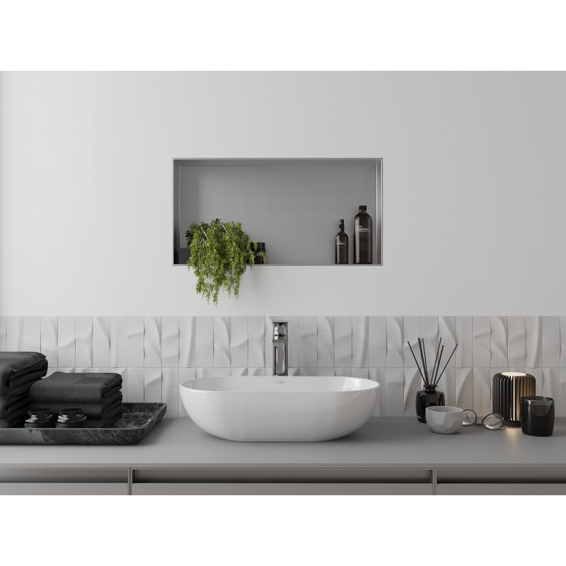 Mexen X-Wall-NR zapuštěná polička bez límce 60 x 30 cm, inox - 1911603010