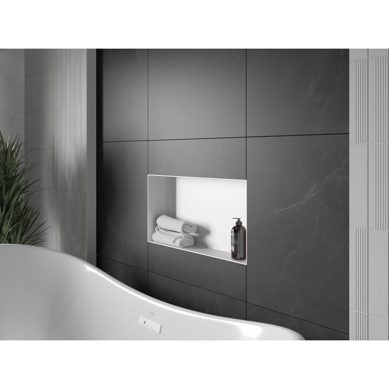 Mexen X-Wall-NR zásuvná polička bez příruby 60 x 30 cm, bílá - 1921603010